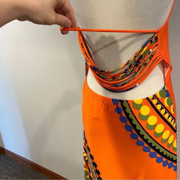 Venus Vibrant Orange Halter Maxi Dress size medium - Picture 7 of 14
